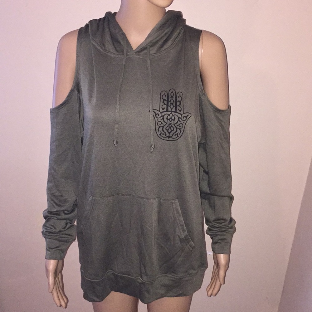 🎉🎊GRAPHIC COLD SHOULDER HOODIE 😍💥